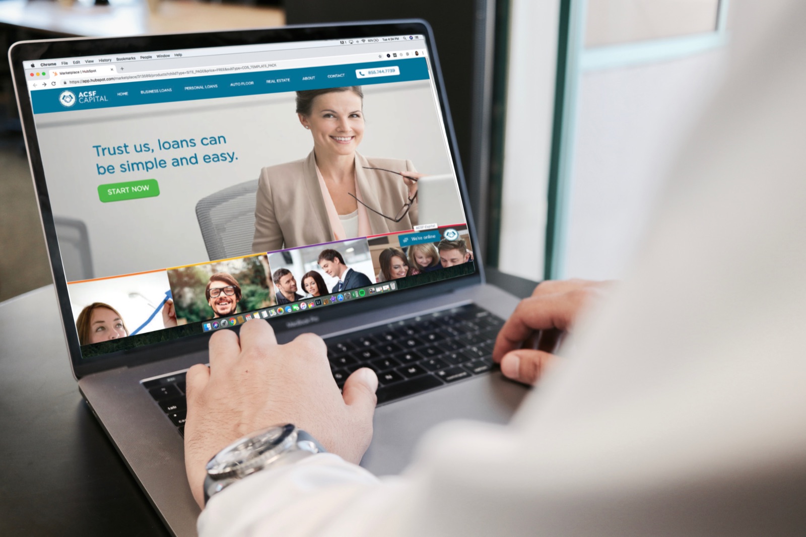 The new ACSF Capital website on a laptop: trust us, loans can be simple and easy