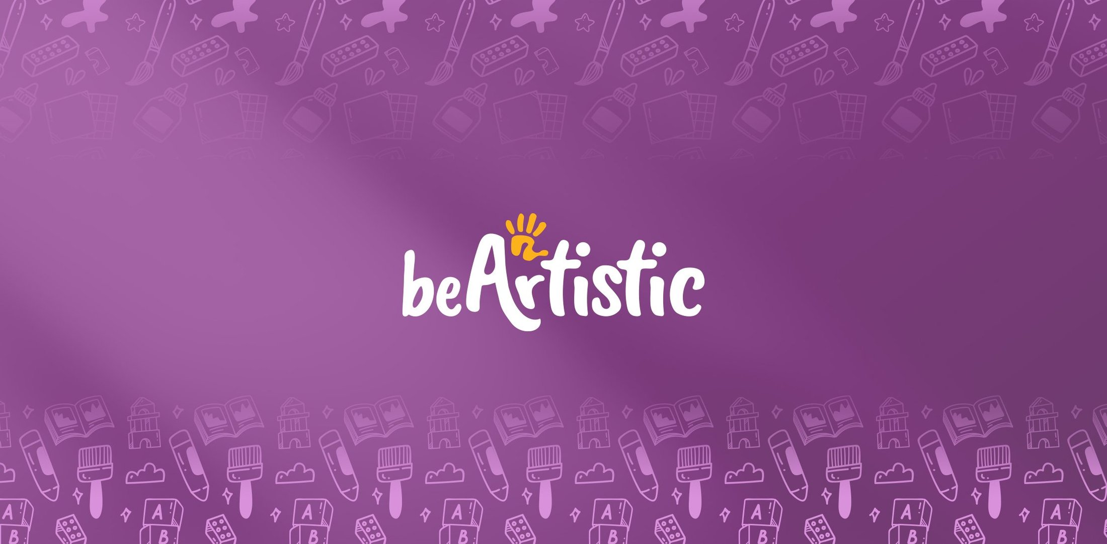 BeArtistic cover: playful purple pattern with the beArtistic logo