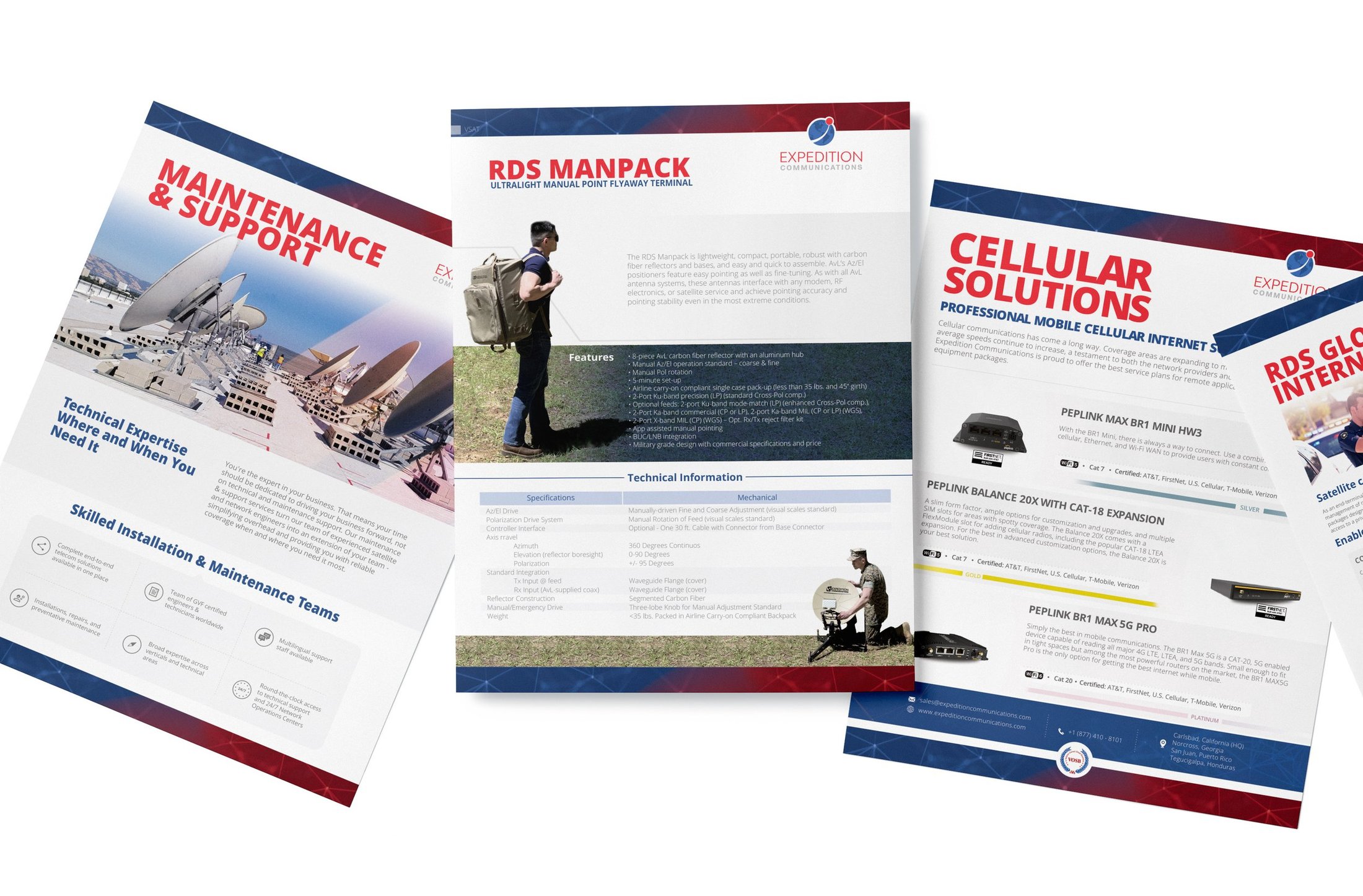 Fanned display of Expedition Communications sales flyers