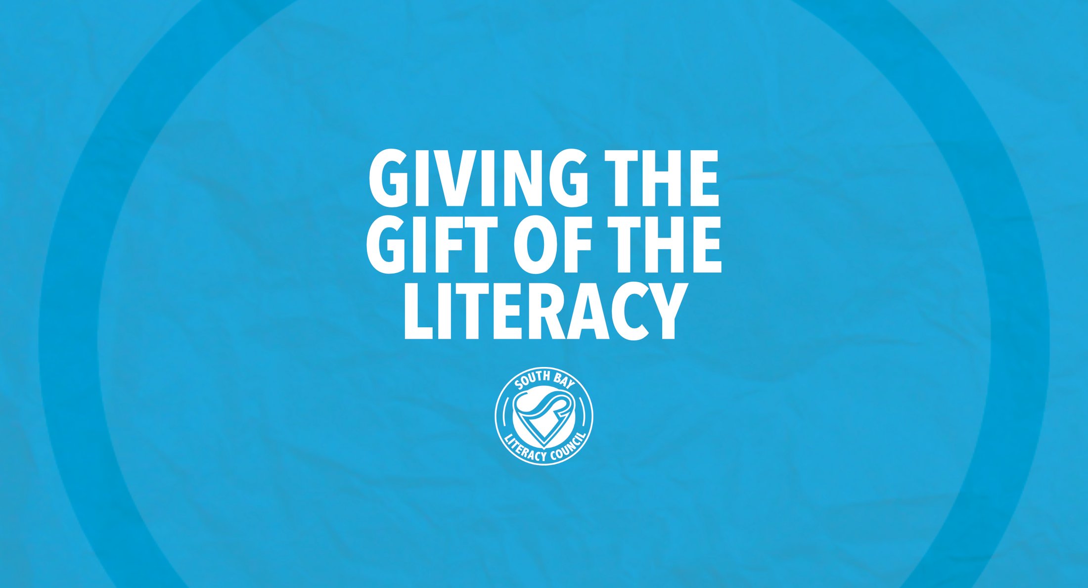 South Bay Literacy Council: bright blue banner with the SBLC logo